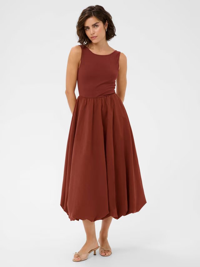 Kaffe Kirsten Voluminous Gathered Midi Dress