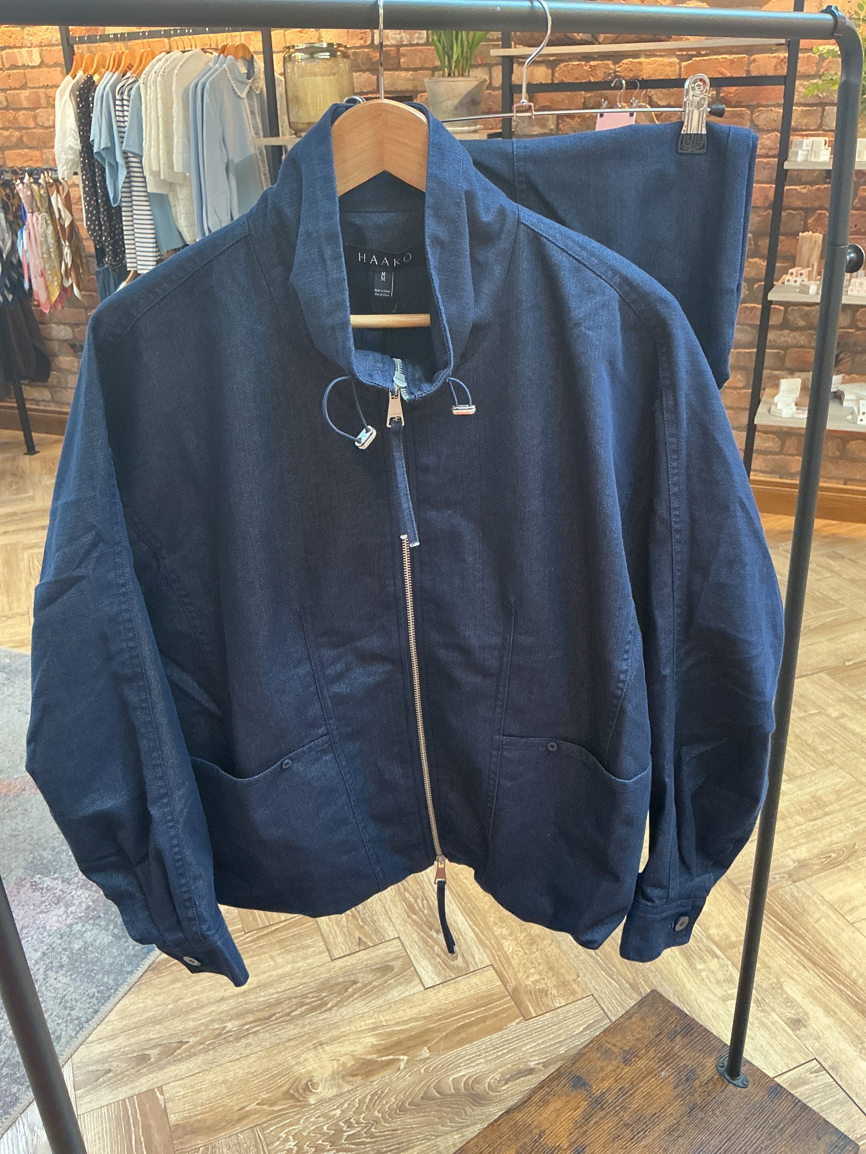 HAAKO Denim Funnel Neck Bomber Jacket
