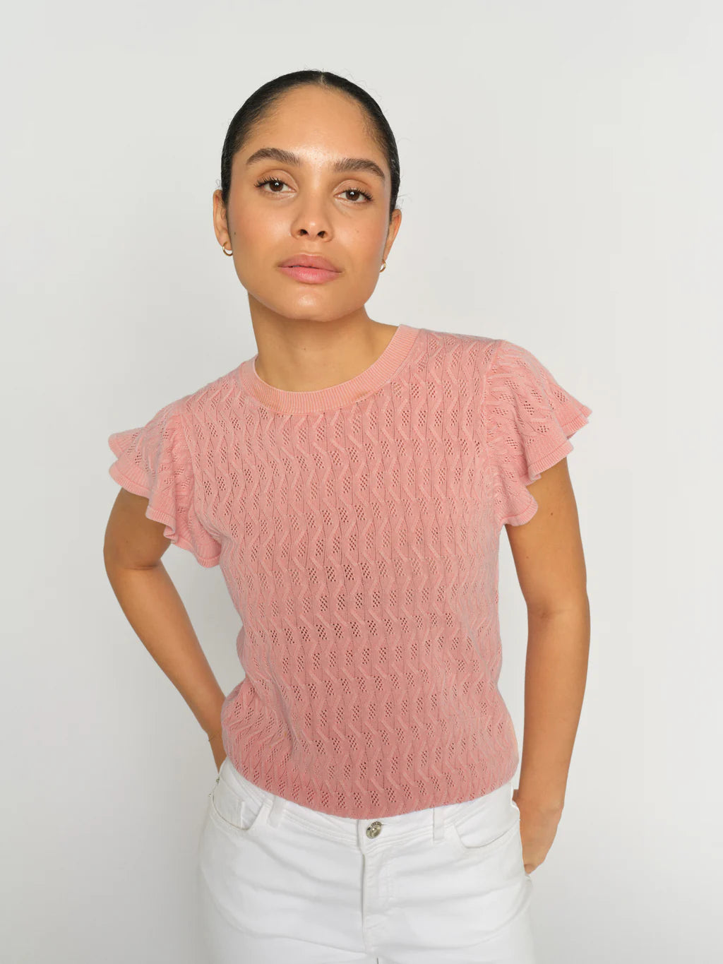 Mos Mosh - Ganna Pattern O-Neck Knit Top