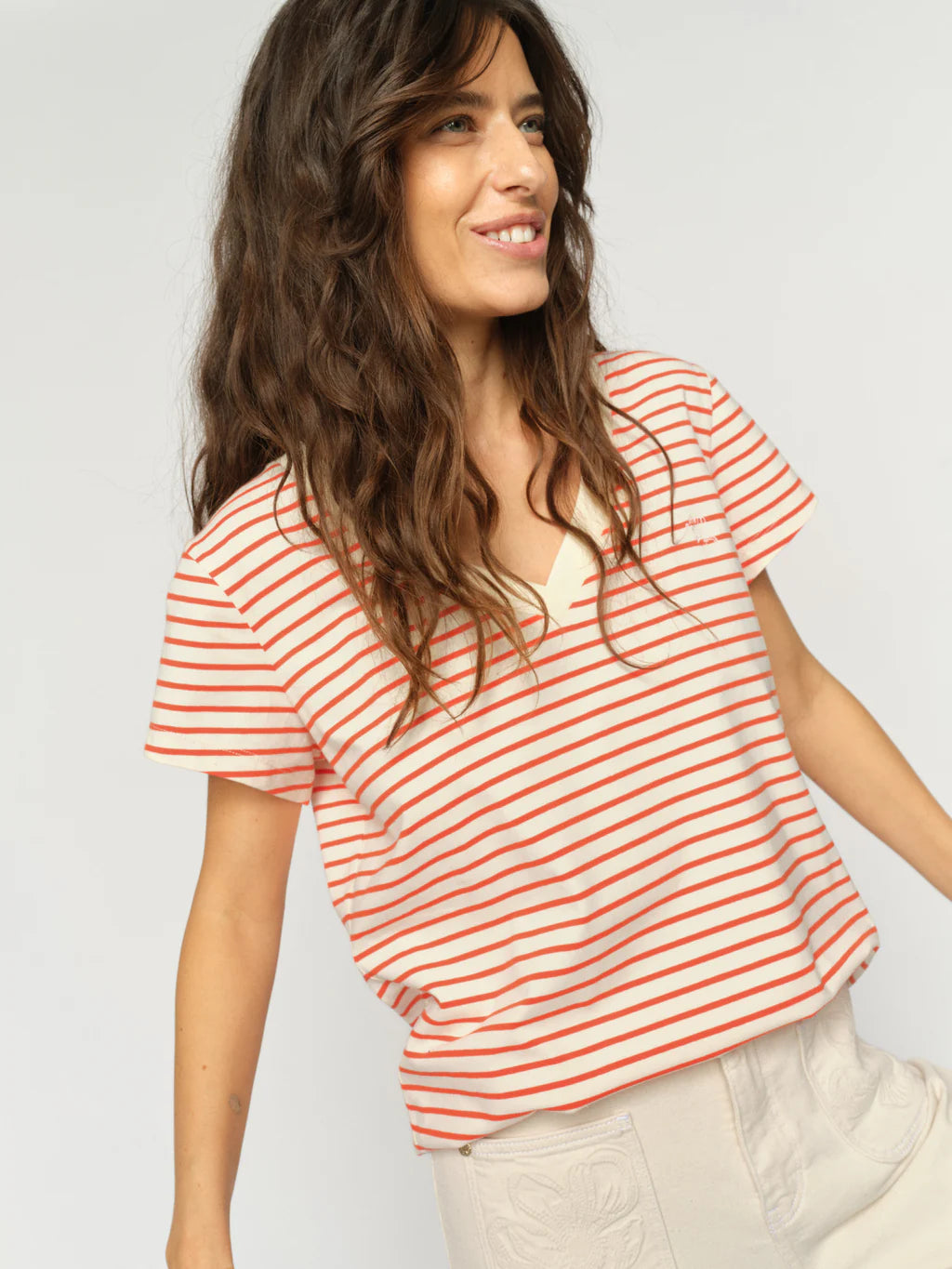 Mos Mosh Stripe Tee-  Spicy Orange
