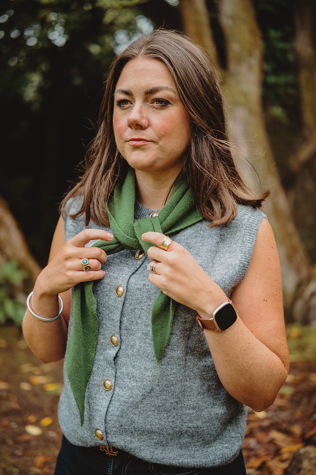 Lotta- MEADOW GREEN Triangle Cashmere Scarf