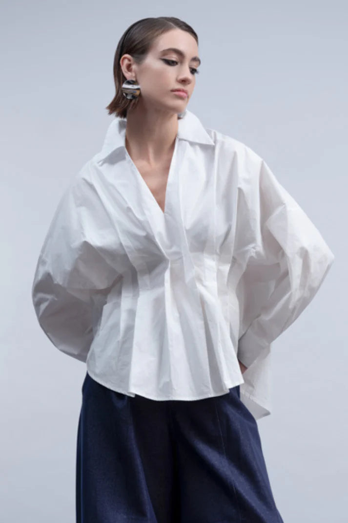 HAAKO White Tuck Front Blouse