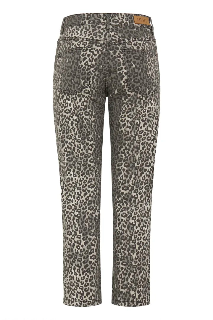 ICHI Ziggy Leopard Print Raven Jeans