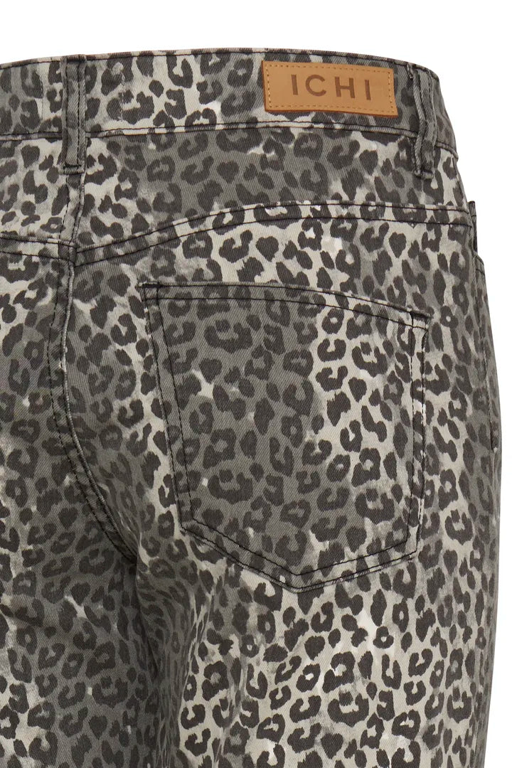 ICHI Ziggy Leopard Print Raven Jeans