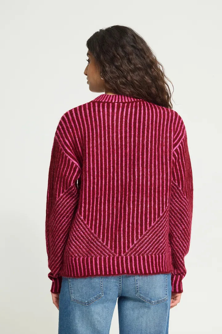 ICHI Kamara Long Sleeve Stripe Sweater