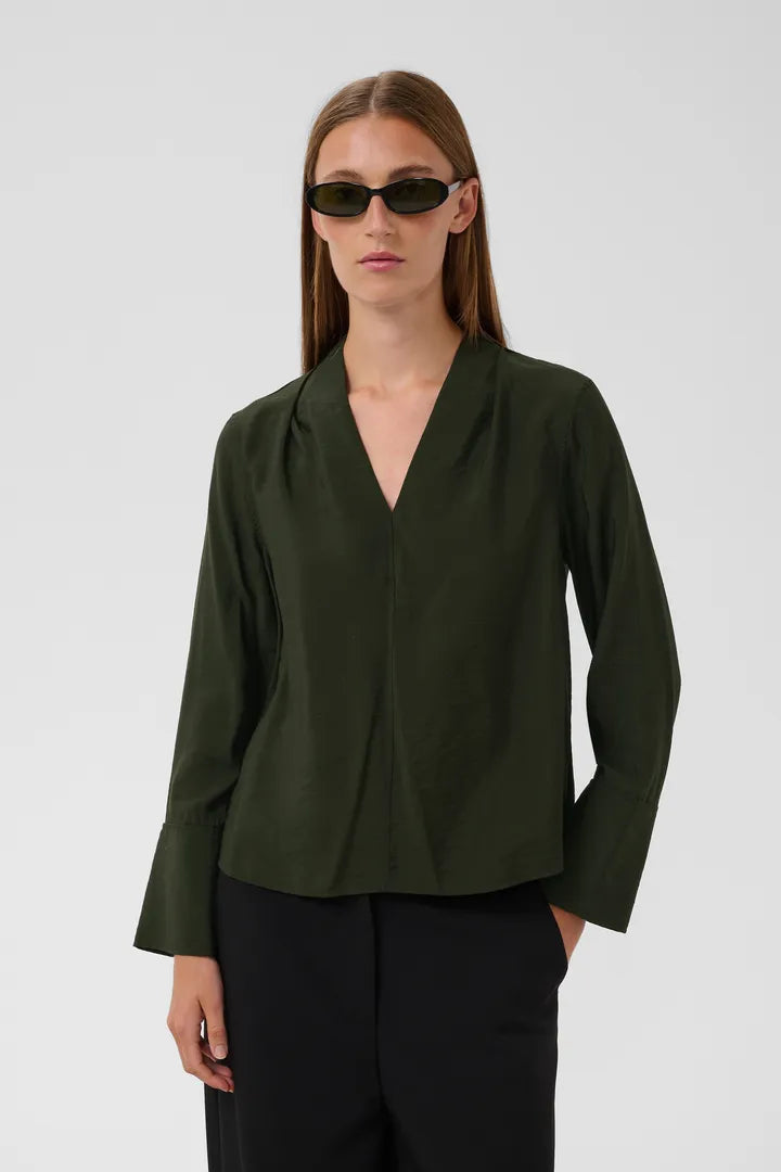 Soaked in Luxury Leodora Merapi V-Neck Blouse