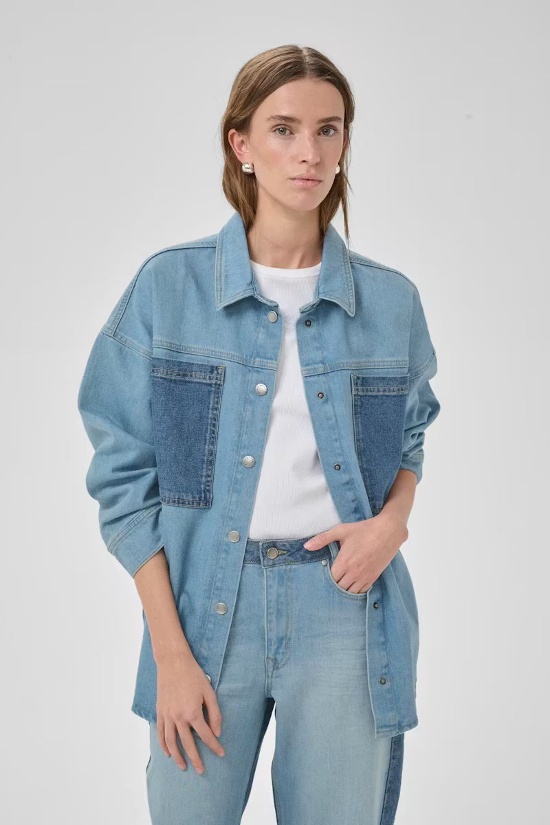 Mazie Denim jacket- Light Blue/ Blue Wash