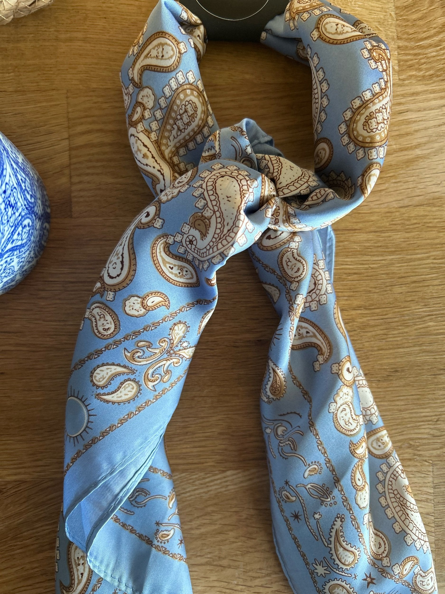 Lotta- Sky Blue Paisley Neck Scarf