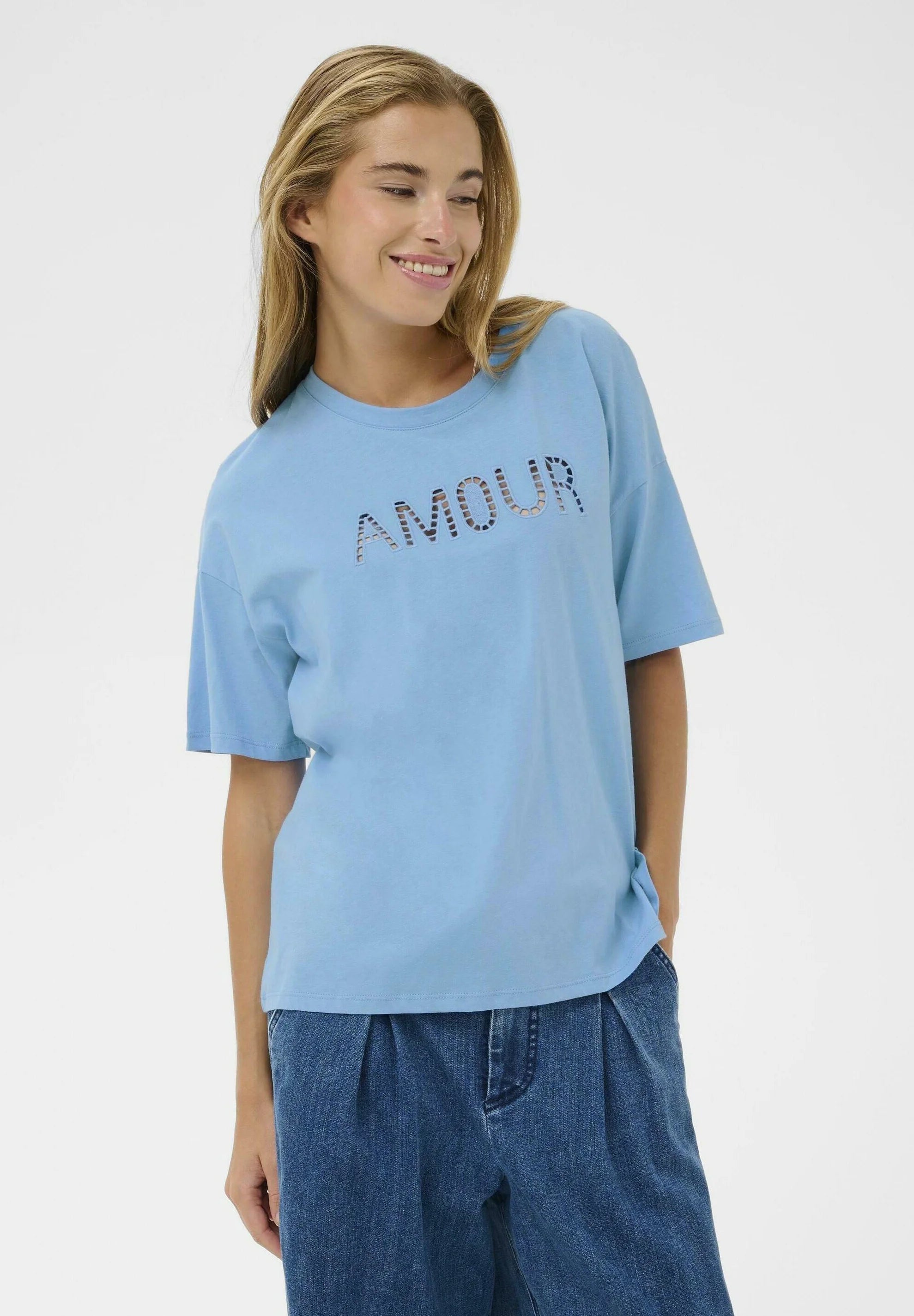 Kaffe Print T-shirt - azure blue