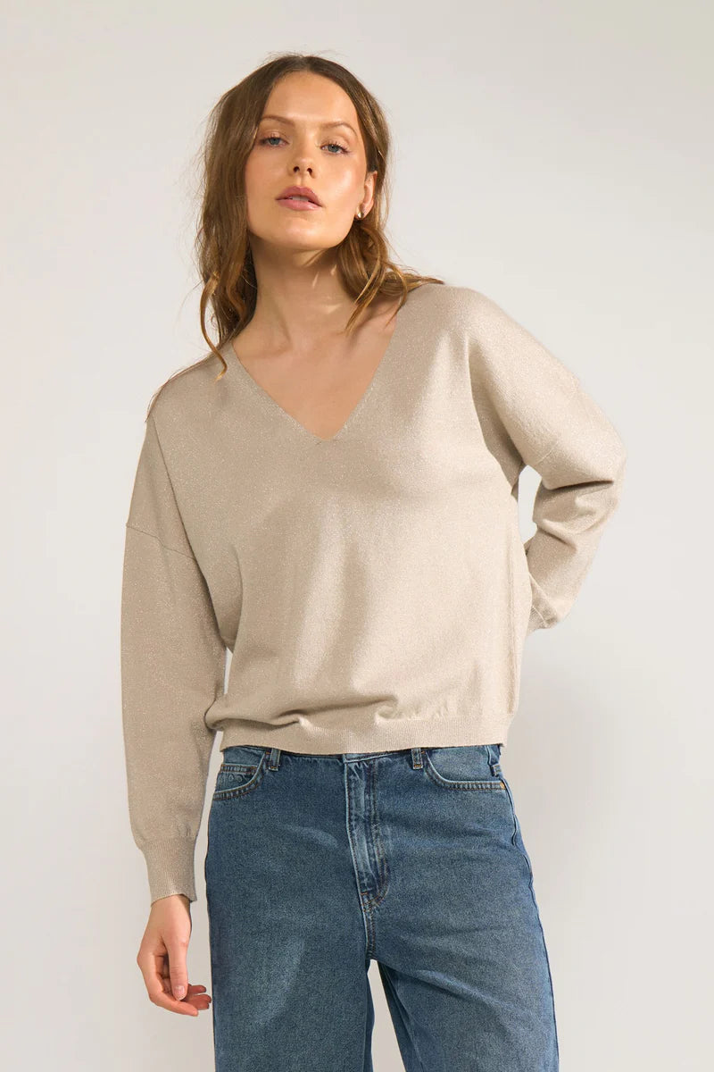 Numph Dayletta Lurex V-Neck Pullover