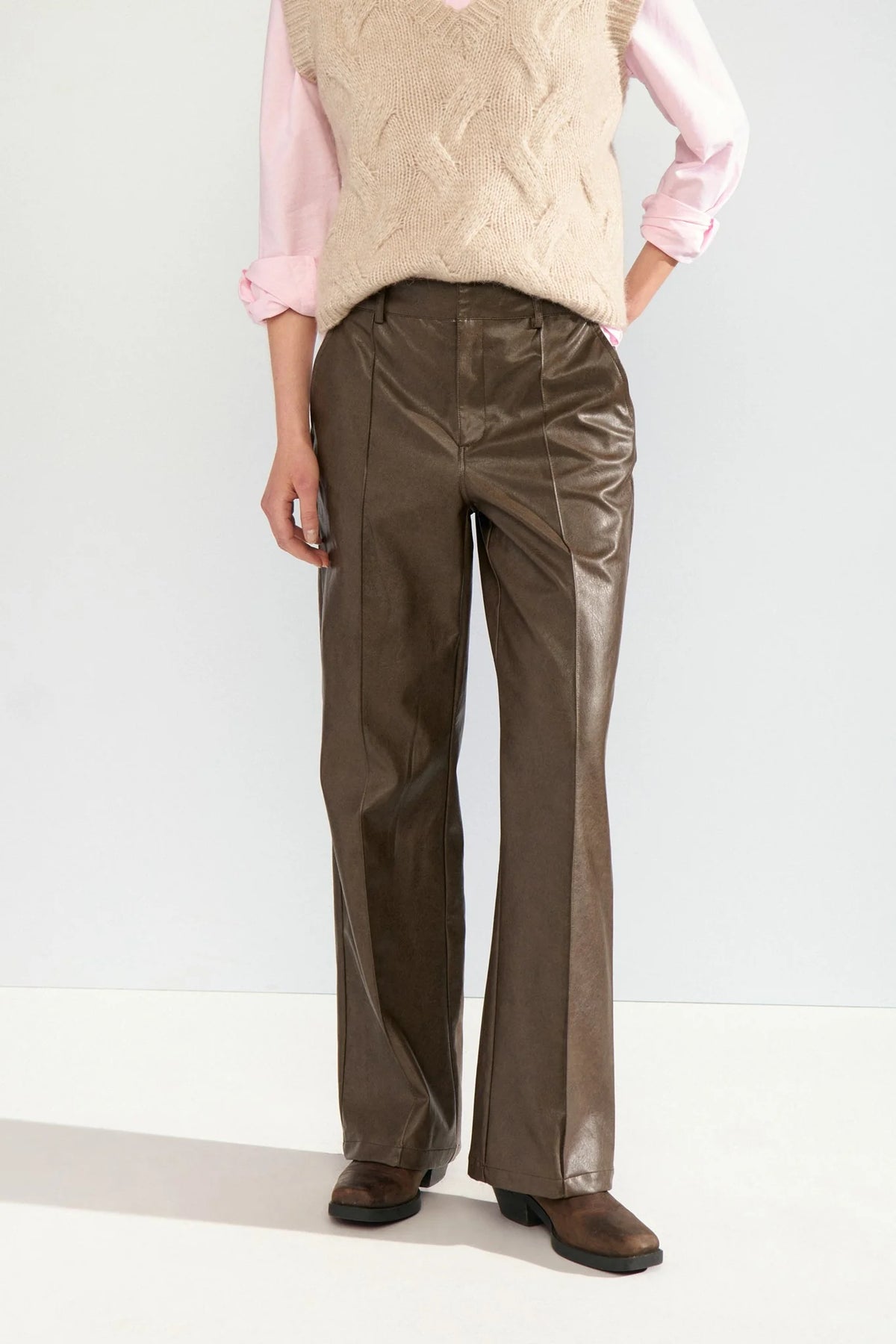 Numph Dorith Straight PU Pants