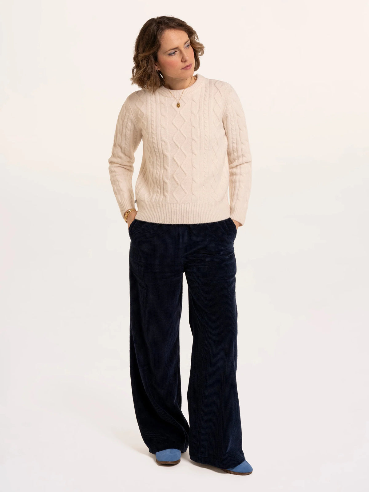 Brakeburn Womans Dahila Cable Knit Crew Neck Jumper