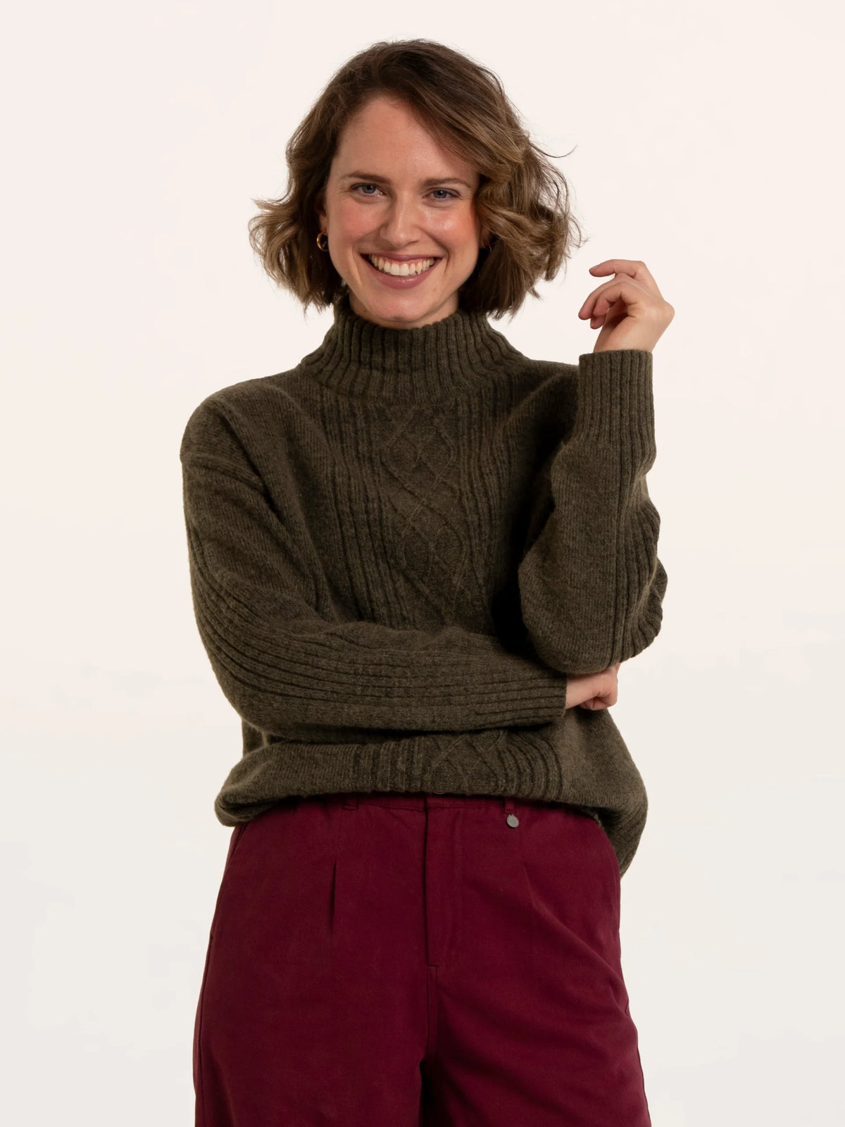 Brakeburn Womans Signe Stitch Detail Knitted Roll Neck Jumper