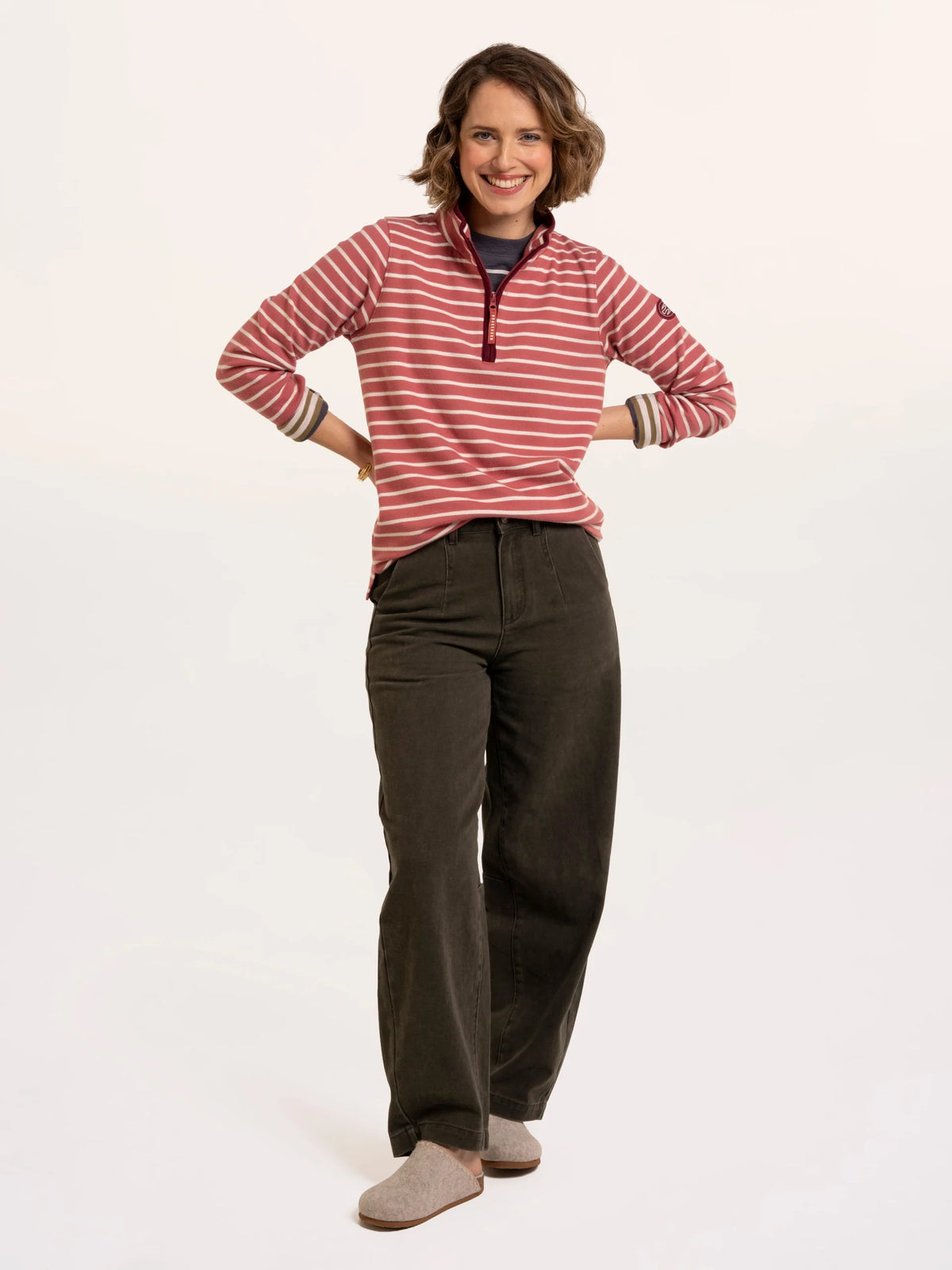 Brakeburn Womans Marley Stripe Polar Fleece Sweatshirt