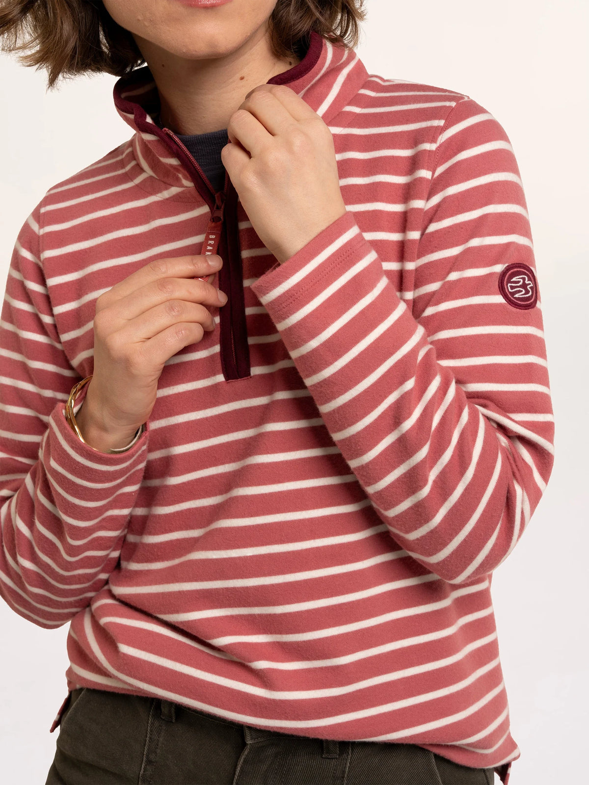 Brakeburn Womans Marley Stripe Polar Fleece Sweatshirt