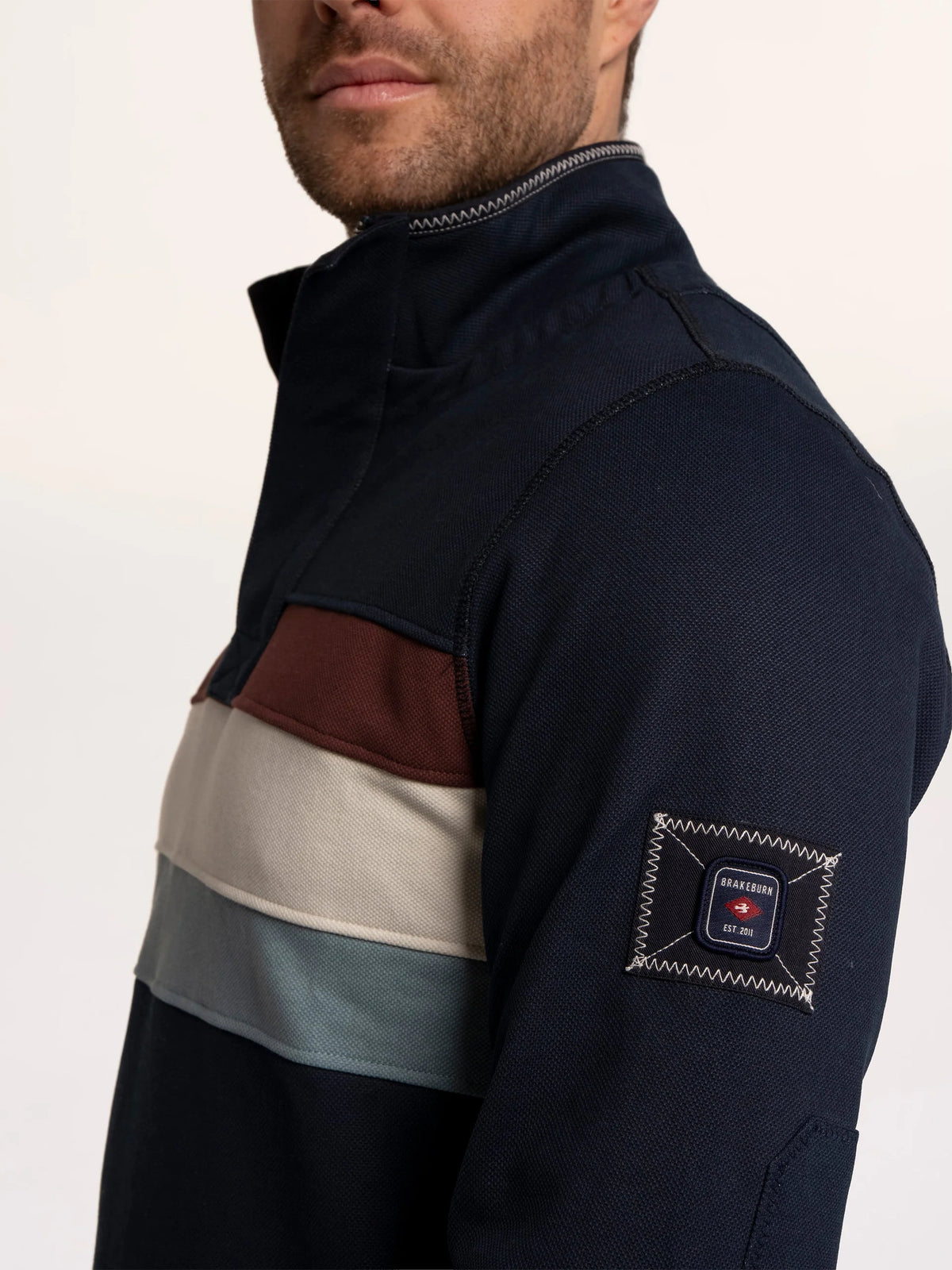 Brakeburn Mens Talbot Chest Panel 1/4 Zip Sleeve
