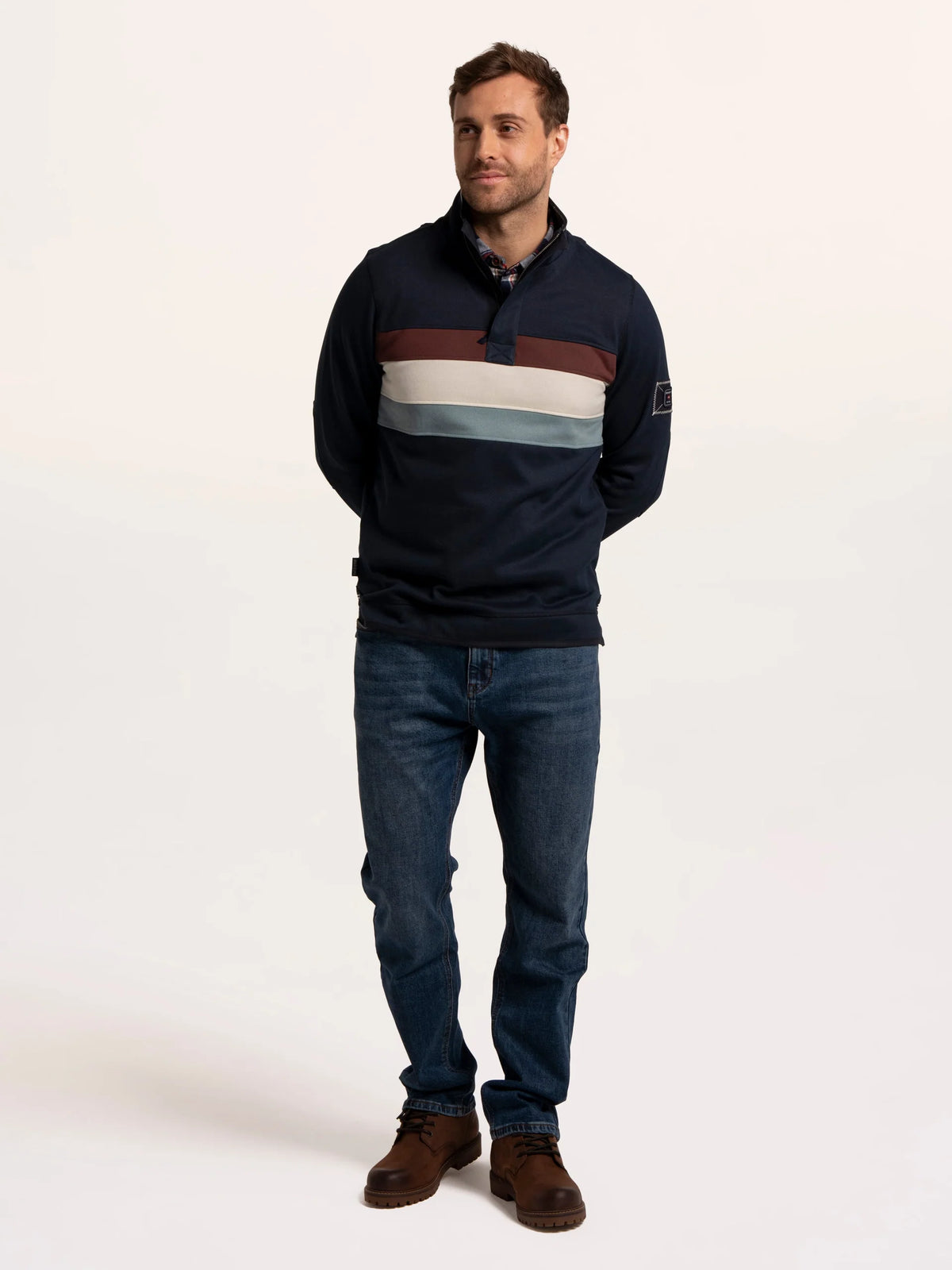 Brakeburn Mens Talbot Chest Panel 1/4 Zip Sleeve