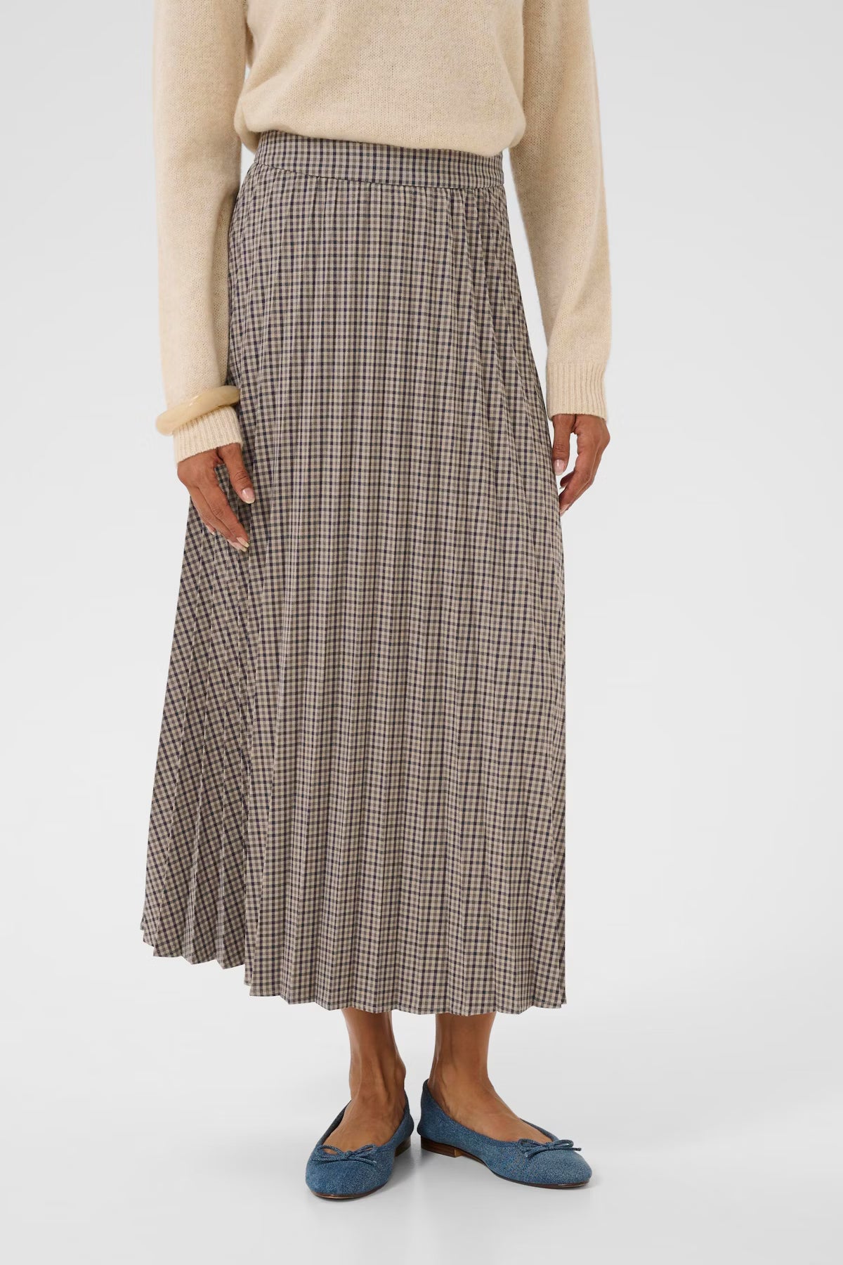 Culture Checka Long Skirt - Brown Check
