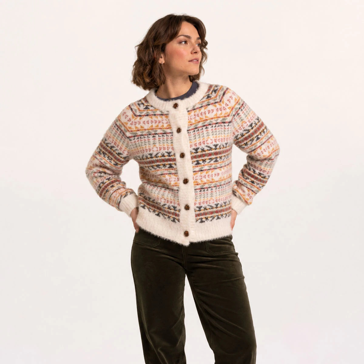 Brakeburn Womans Gertrud Intarsia Knitted Cardigan
