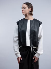 HAAKO Faux Leather Puffball Gilet