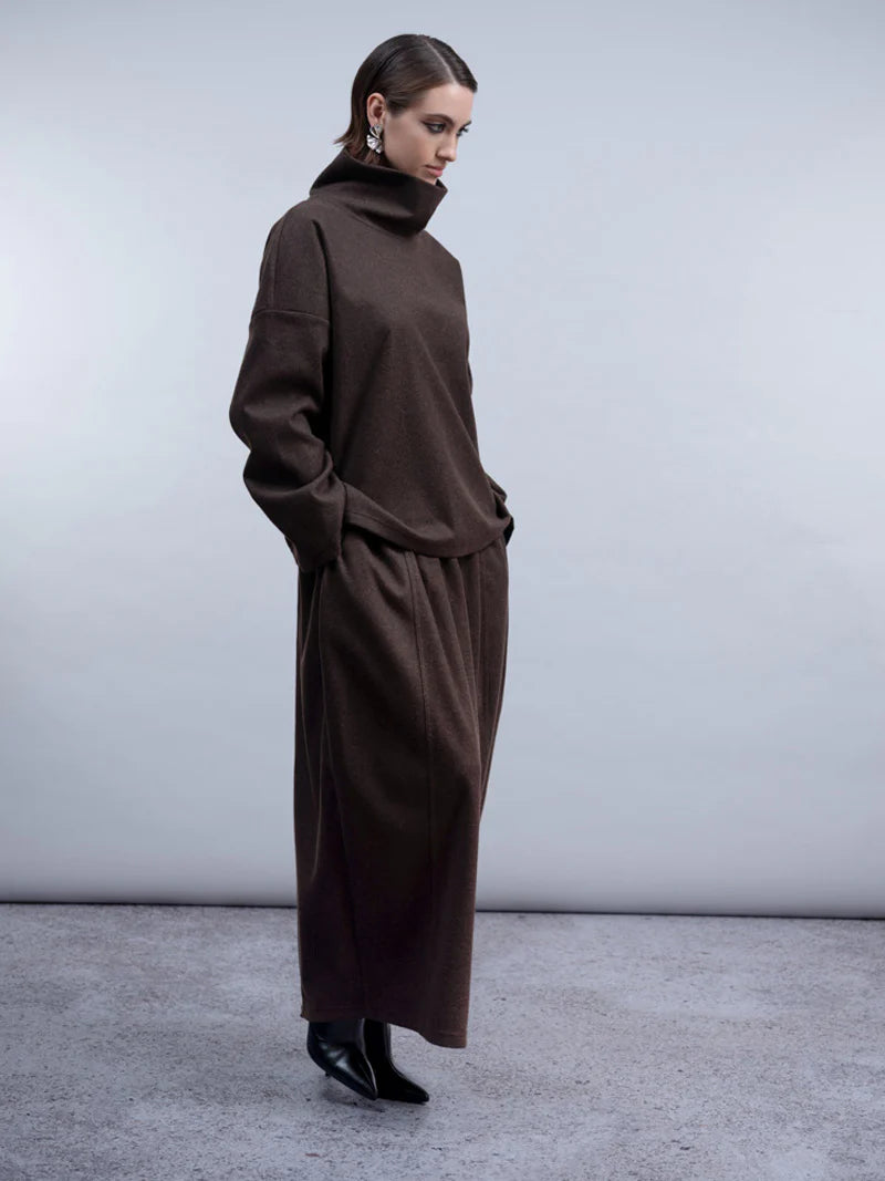 HAAKO Roll Neck Jumper Chocolate