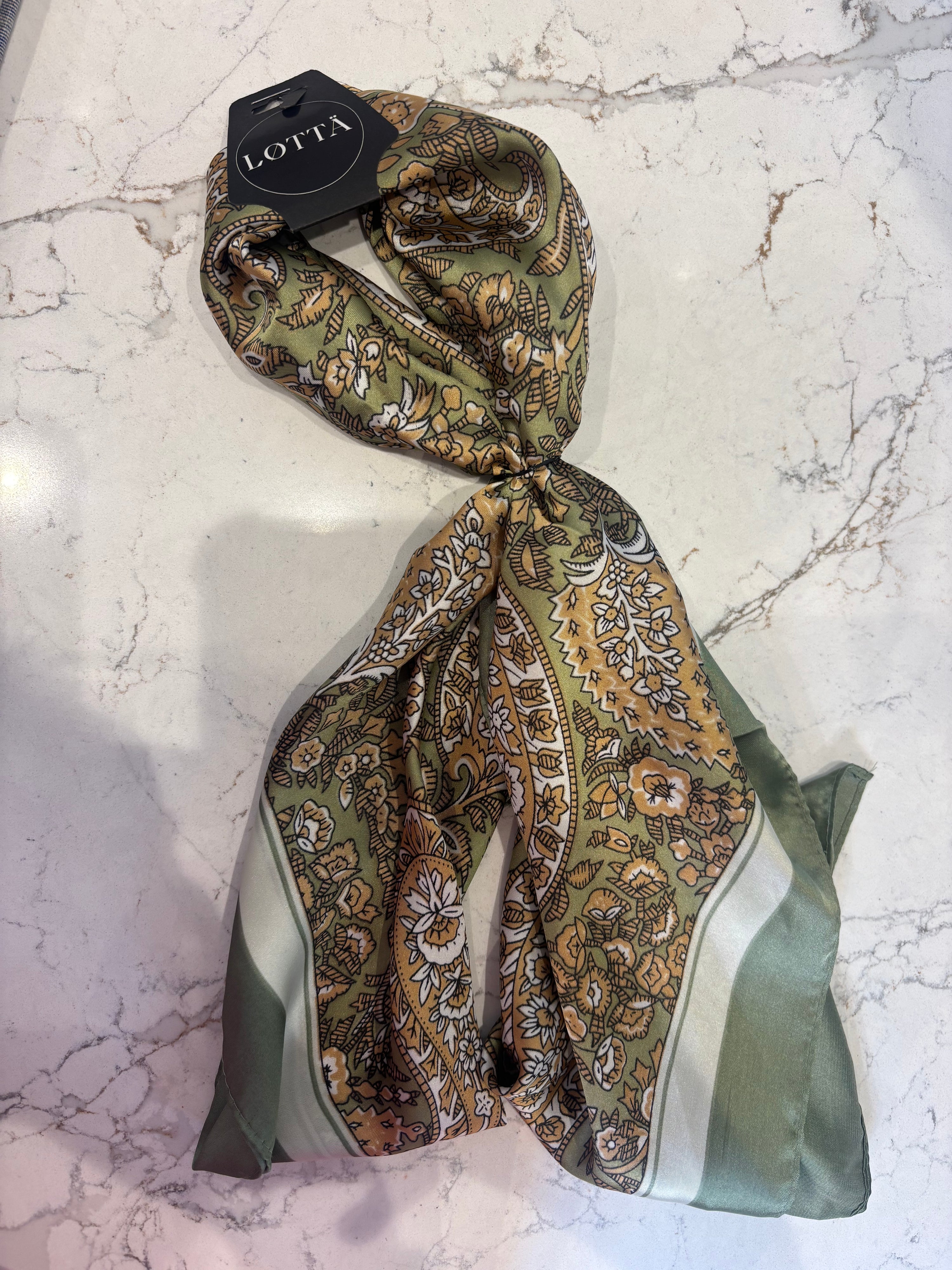 LOTTA Sage Green Floral Paisley Neck Scarf