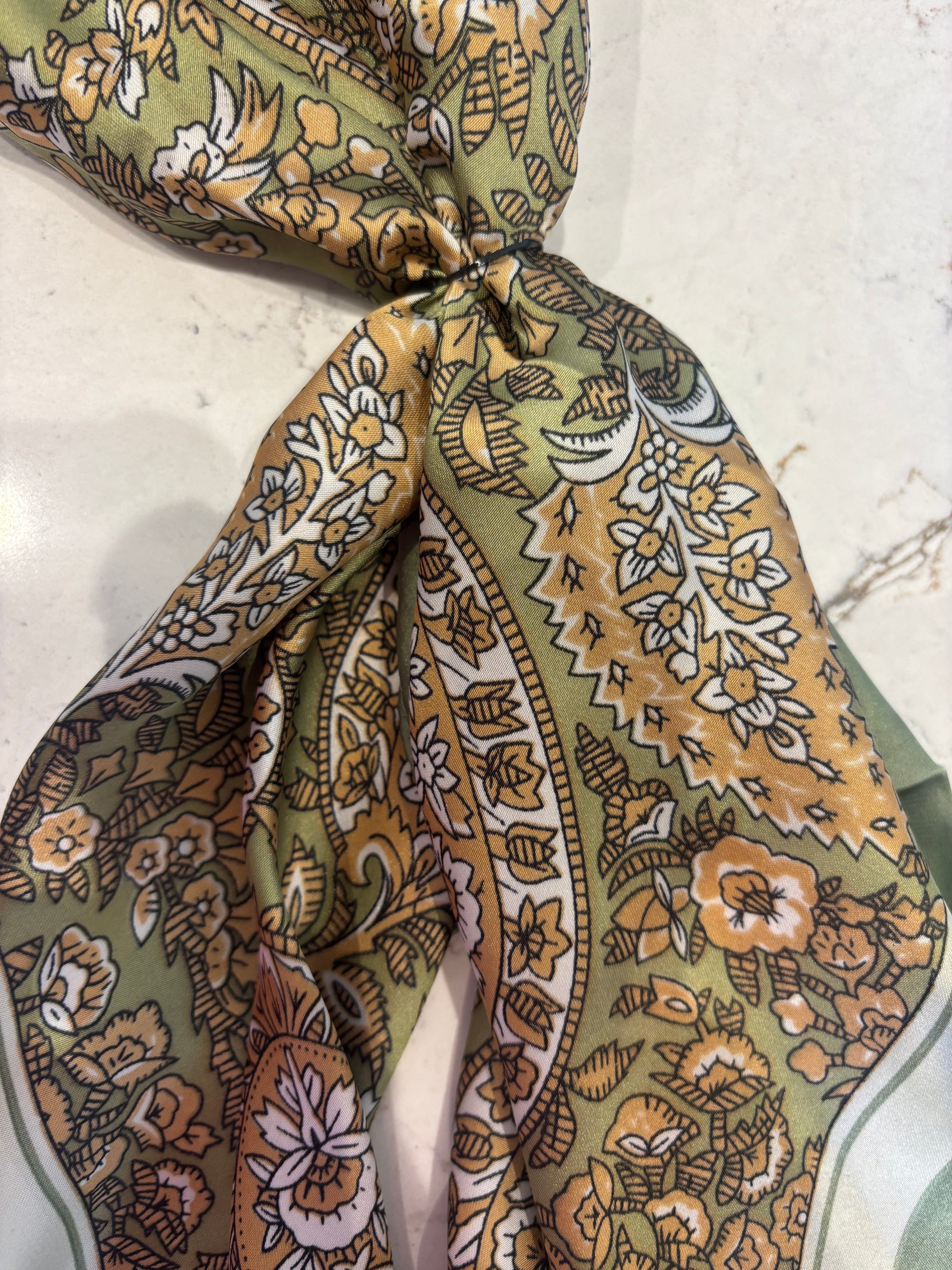 LOTTA Sage Green Floral Paisley Neck Scarf