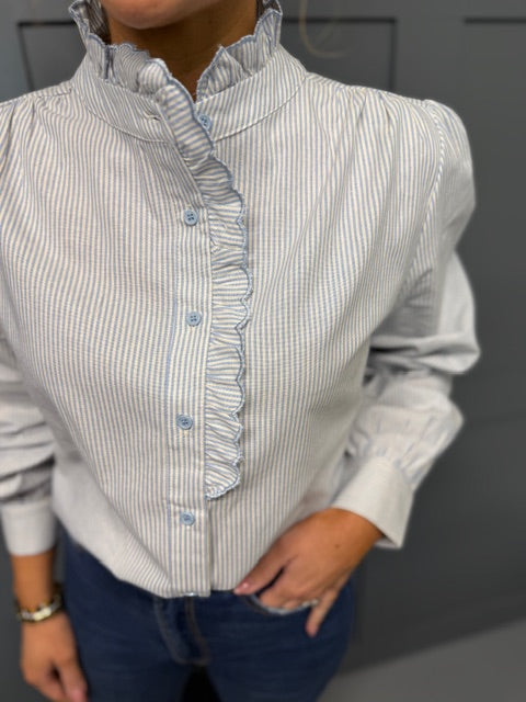 Suzy + Emily Ruffle Shirt - Pale Blue