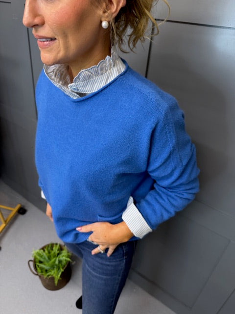 Suzy + Emily Ruffle Shirt - Pale Blue