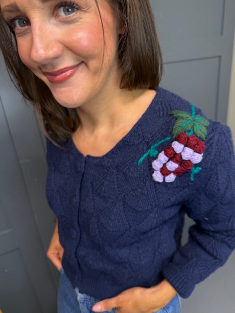 Navy embroidered  Cardigan -