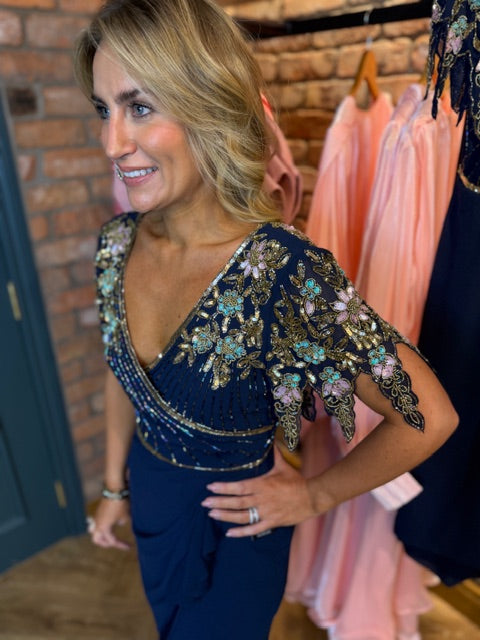 Navy embellished dress