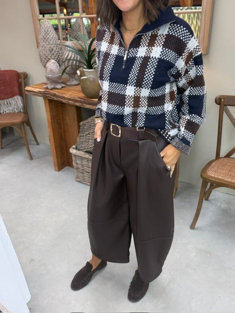 Brown Leather Trousers with Belt
