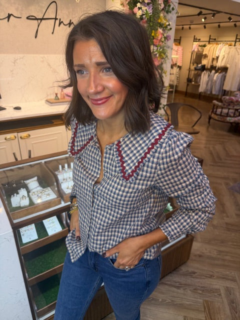 Checked Peter Pan Blouse