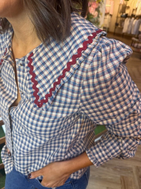 Checked Peter Pan Blouse