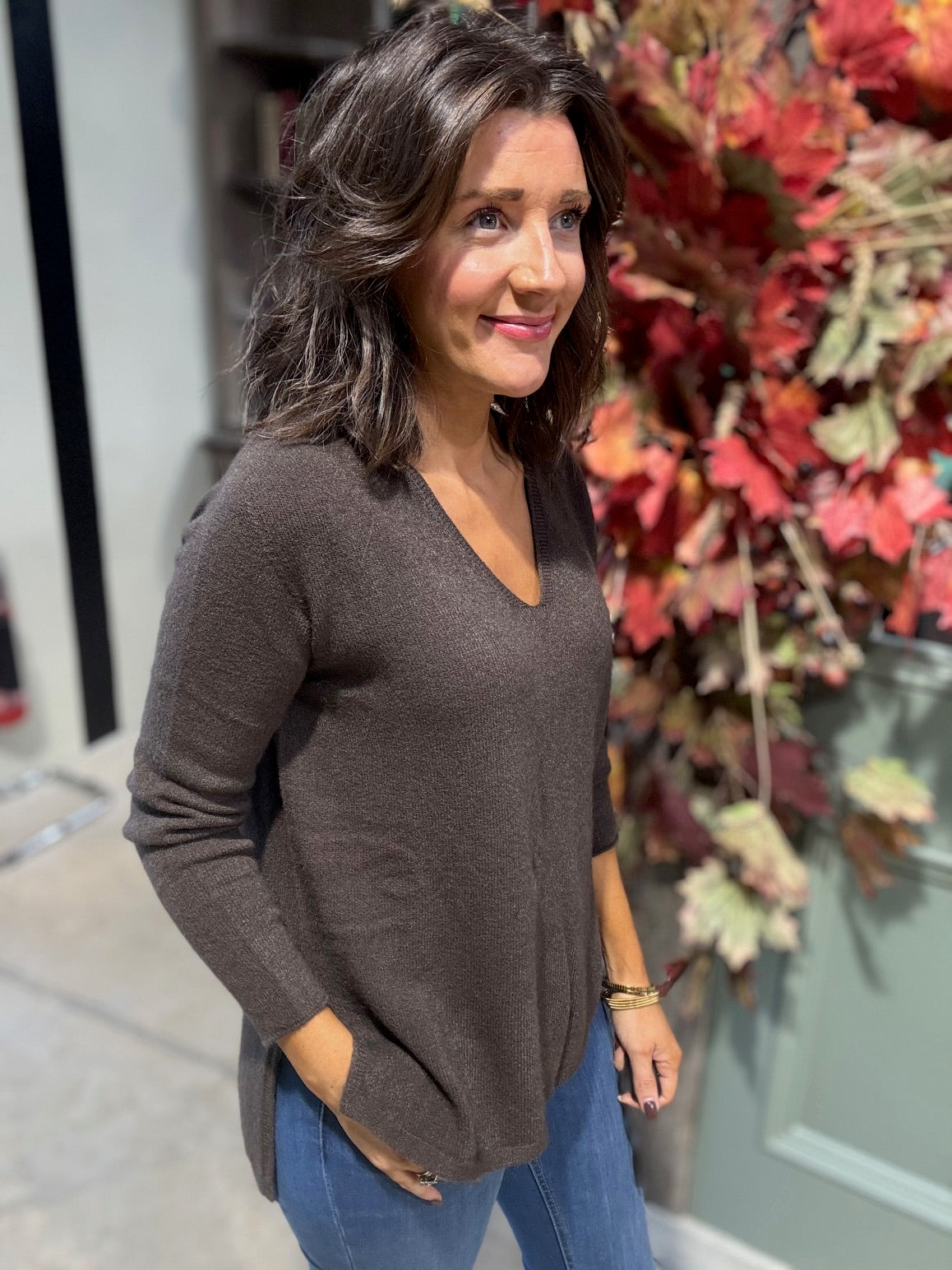 Amazing V Neck Jumper - Chocolate