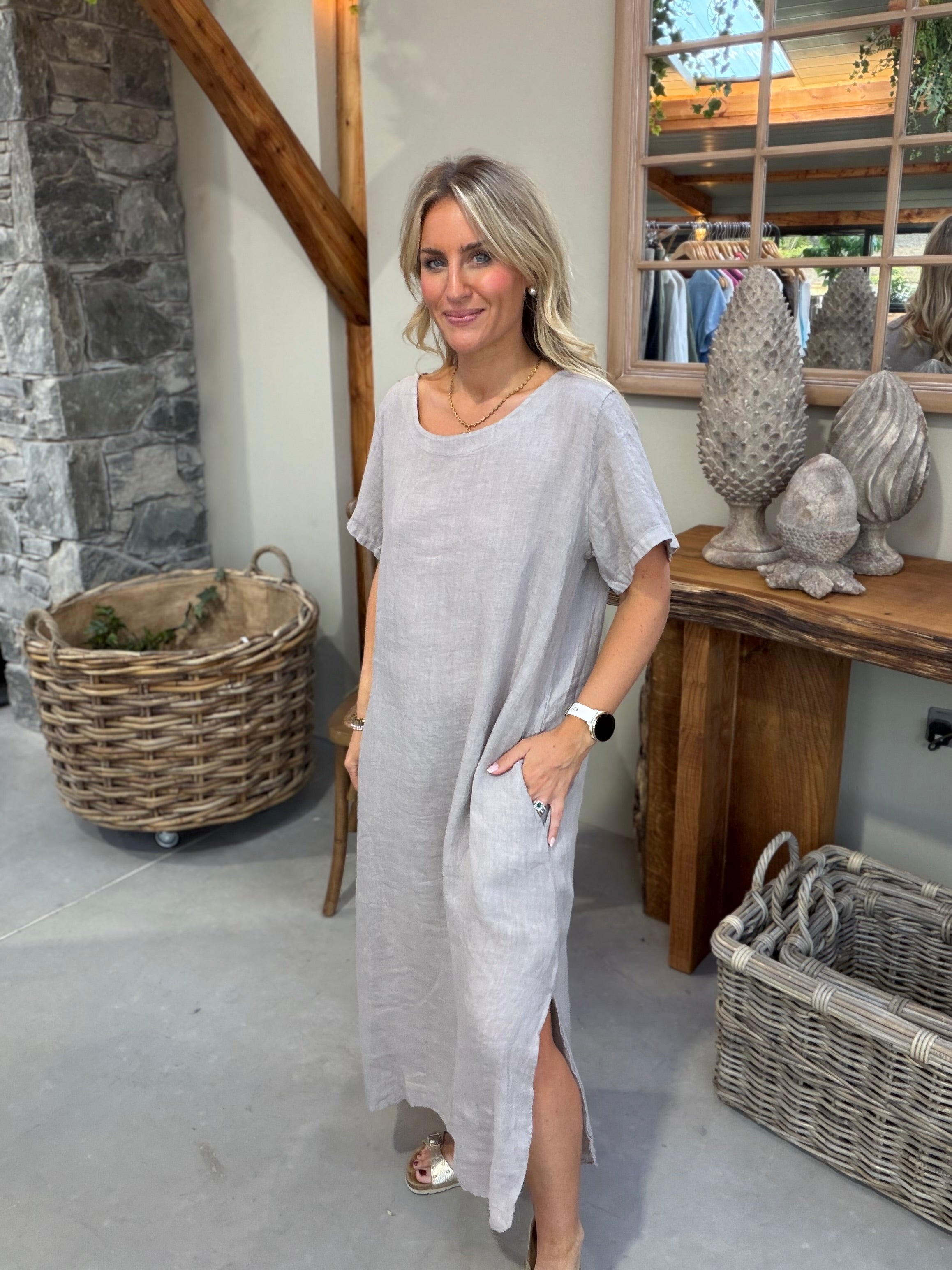 Janey Linen Maxi Dress - Fango