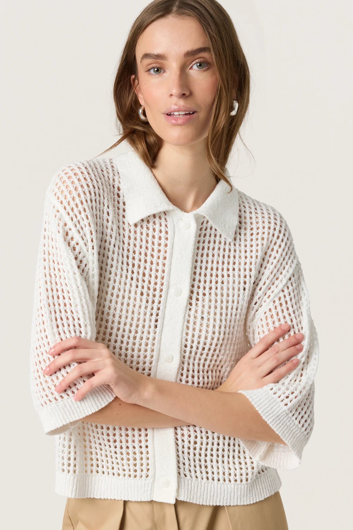 Soaked In Luxury- Kathryn Cardigan- Broken White