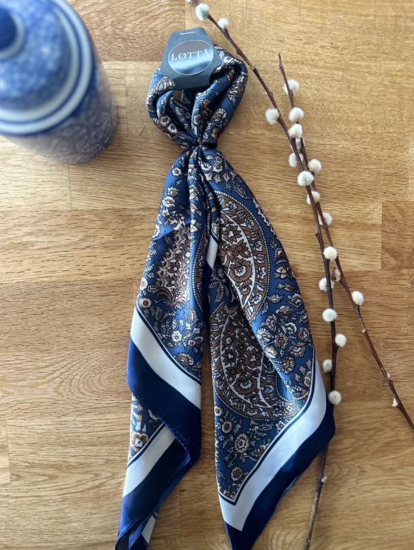 LOTTA Navy Blue and Coffee Paisley Neck Scarf