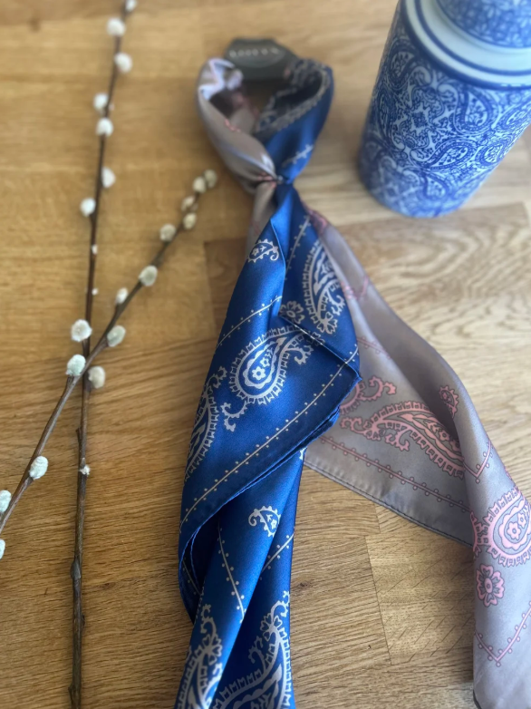 LOTTA Midnight Navy Blush Paisley Neck Scarf