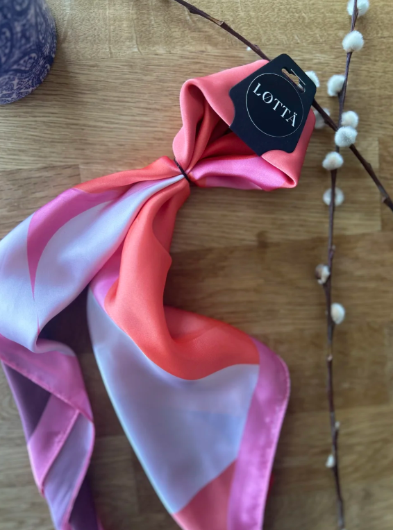 LOTTA Pink Red Geometric Neck Scarf