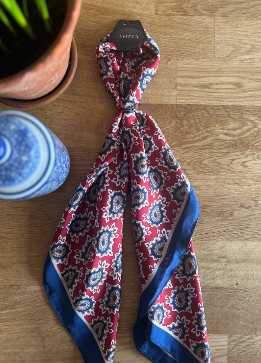 LOTTA Navy & Burgundy Paisley Print Neck Scarf