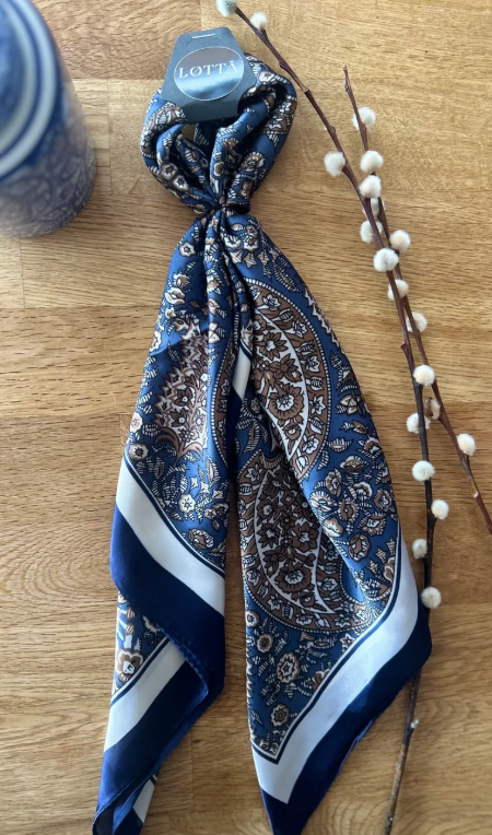 LOTTA Navy Blue & Coffee Paisley Neck Scarf