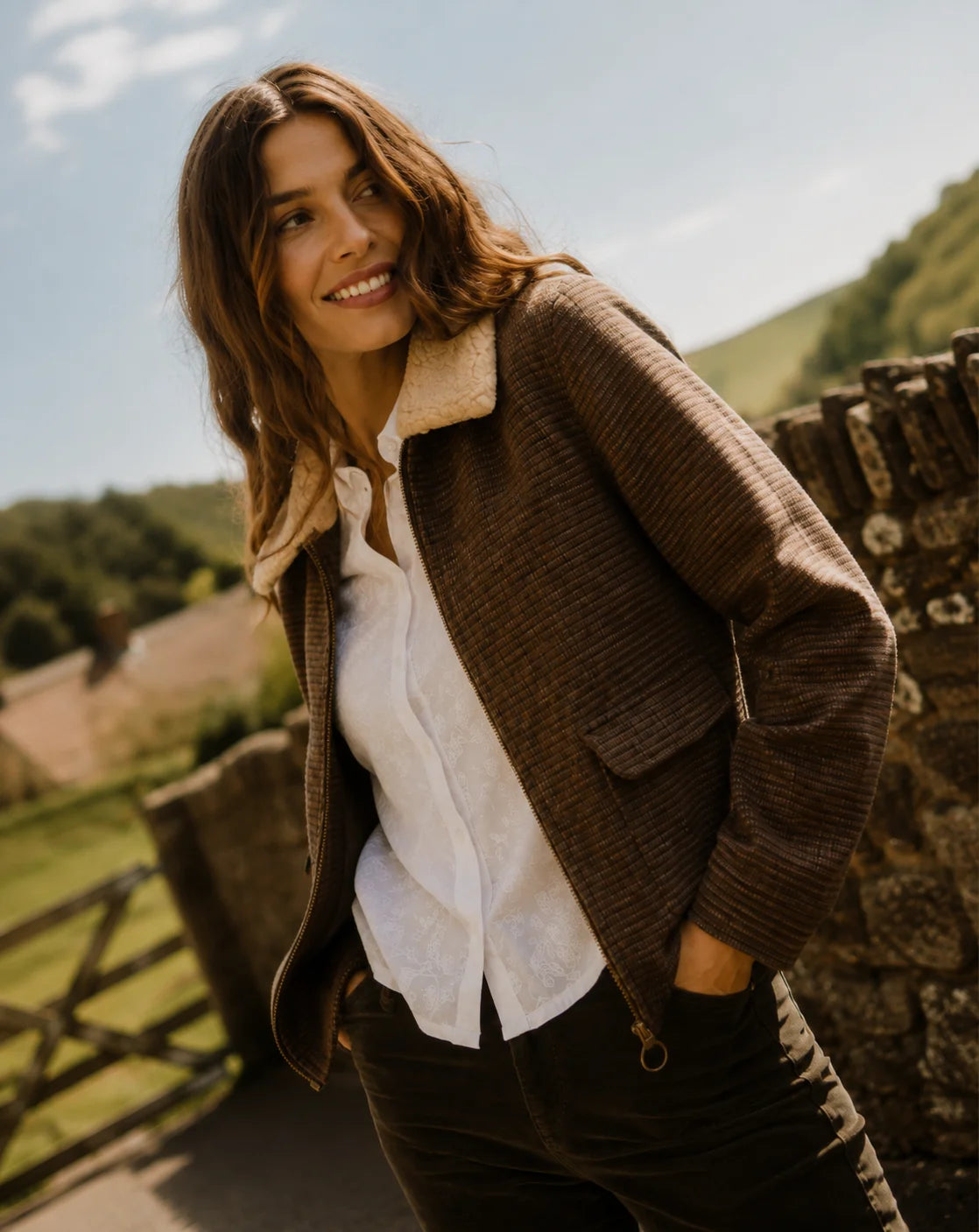 Brakeburn Womans Hemlock Faux Fur Collar Textured Coat
