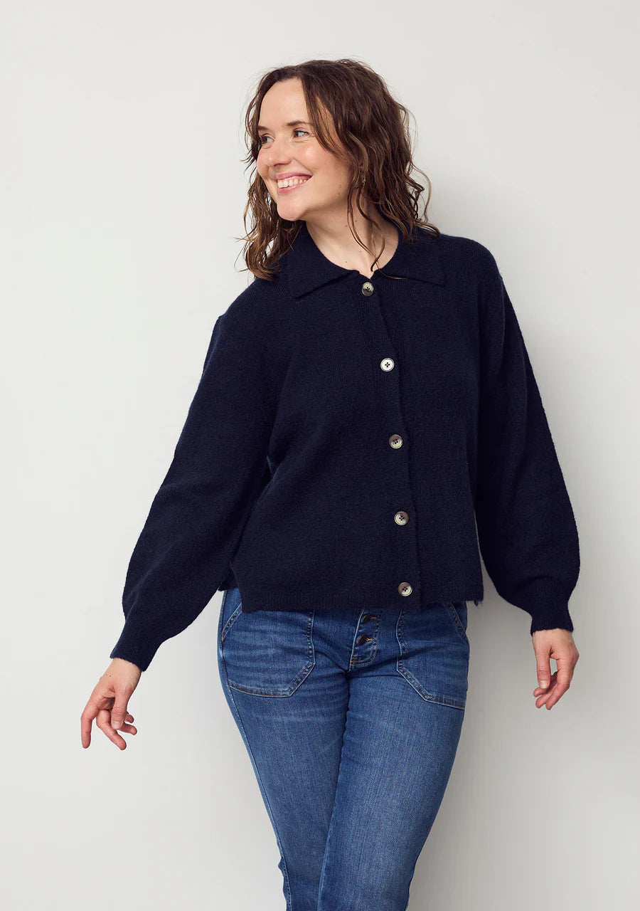 ISAY Anna Colar Cardigan - Navy