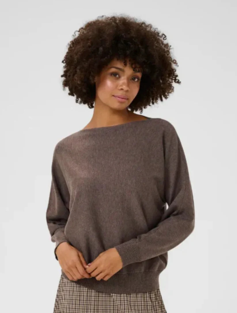 Culture - Annemarie Batwing Jumper - Coffee Bean