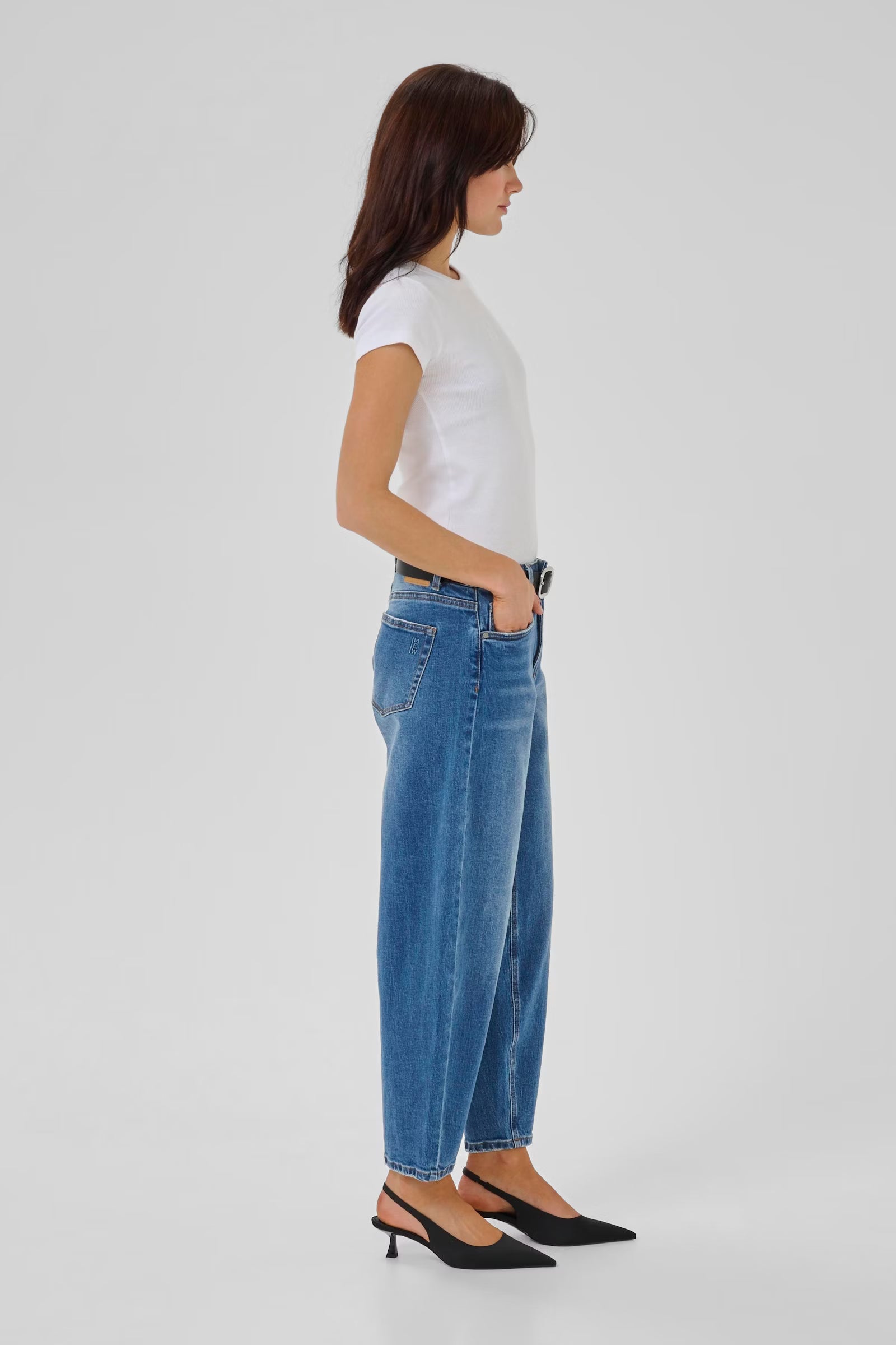 My Essential Wardrobe Baloo MW High Barrel Jean - Medium Blue 28" Leg