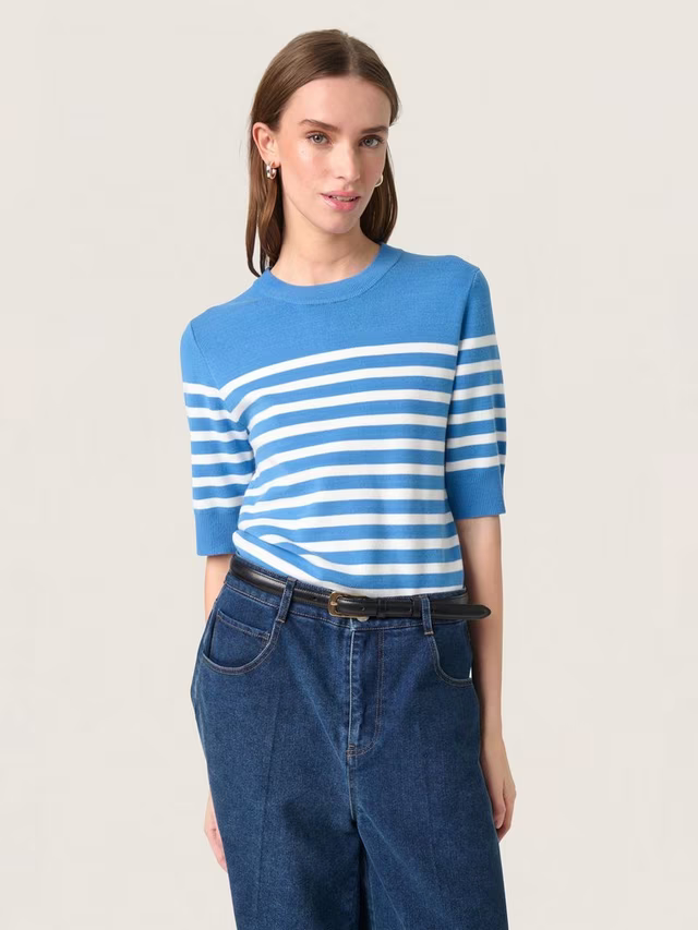 Soaked In Luxury - Spine Striped Tee - Blue