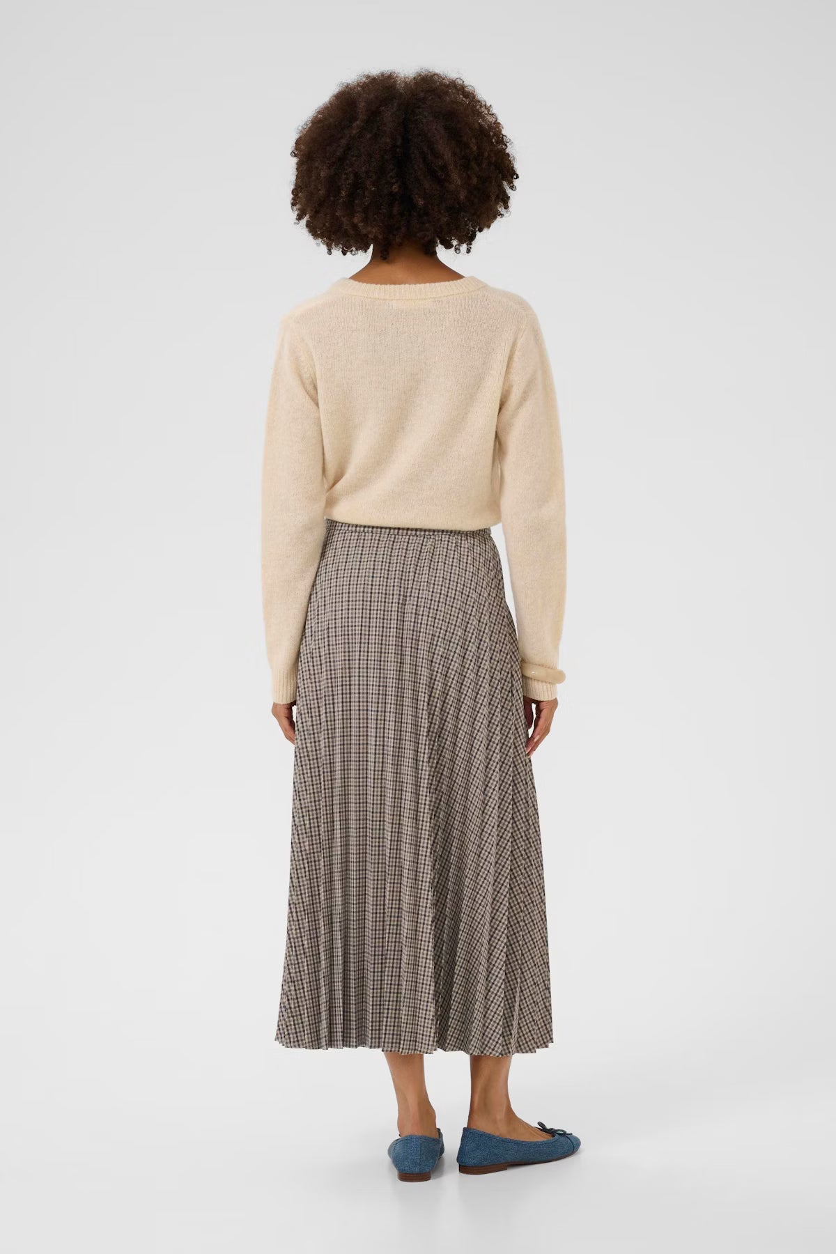 Culture Checka Long Skirt - Brown Check