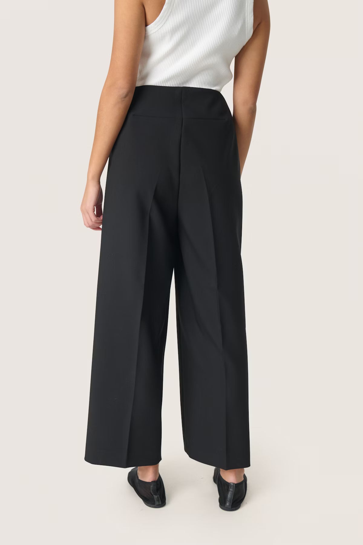 Soaked In Luxury- Corinne Wide Cropped Pants- Black