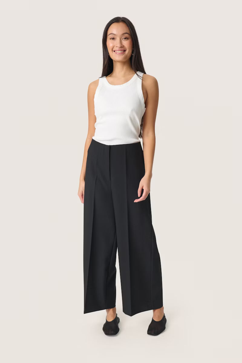 Soaked In Luxury- Corinne Wide Cropped Pants- Black